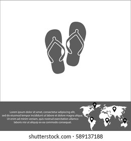 Beach slippers vector  icon.