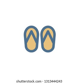 Beach slippers vector icon. Flip flop pair, red beach sandals vector isolated, slippers, man sandals, woman sandals