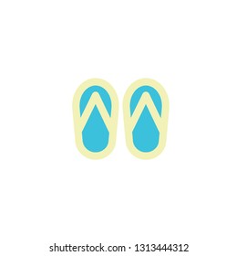 Beach slippers vector icon. Flip flop pair, red beach sandals vector isolated, slippers, man sandals, woman sandals