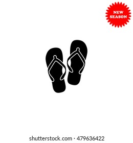 Beach slippers vector icon isolated on white background.
