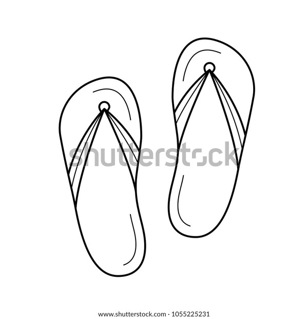 Beach Slippers Vector Line Icon Isolated Stock Vector (Royalty Free ...