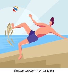 Beach Soccer Attraction. Modern Flat Design Illustration