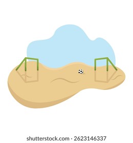 Vista del campo de fútbol playa. Ilustración vectorial