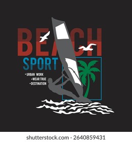 beach sport design typography vector illustration
