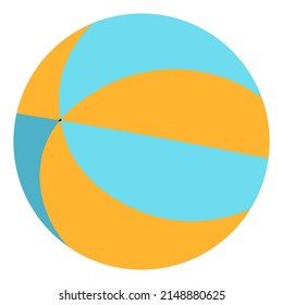 Beach sportive games, isolated volleyball ball, inflatable equipment for playing in summer. Recreation and leisure, hobby and fun activities by seaside, exercises and development. Vector in flat style
