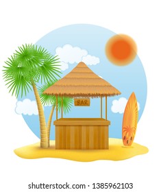 beach stall bar for summer holidays on resort in the tropics vector illustration isolated on white background