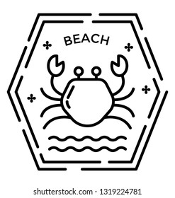 Beach stamp line icon 