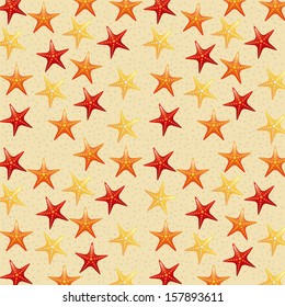 beach and starfish over sand background vector illustration