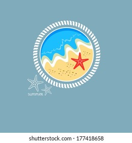 Beach and starfish. Vector.  EPS-10 (non transparent elements,non gradient). 