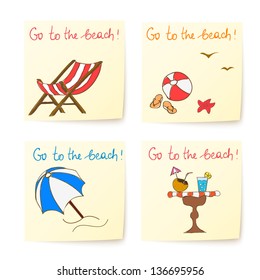 beach stickers with hand drawn elements eps 10