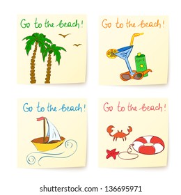 beach stickers with hand drawn elements eps 10