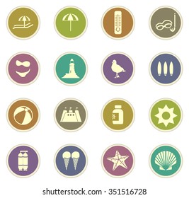 Beach stickers label icon set