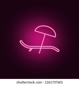 beach stove and umbrella icon. Elements of hotel in neon style icons. Simple icon for websites, web design, mobile app, info graphics