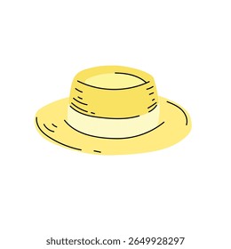 Beach straw summer women hat. Modern flat design. Vector illustration isolated on white background.
