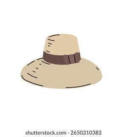 Chapéu de verão de palha de praia. Design plano moderno. Ilustração vetorial isolada sobre fundo branco.