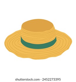 Beach Straw Sun Hat for Leisure with Tied Ribbon