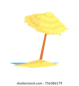 Beach straw umbrella cartoon vector illustration