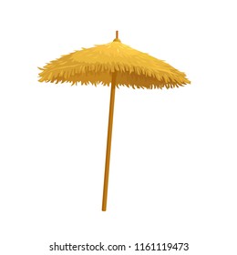 Beach straw umbrella. Vector illustration for hawaiian party design.