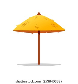 Beach straw umbrella vector isolated on white background.