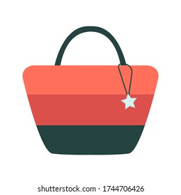 Beach striped bag icon isolated on white background. Vector illustration of a summer bag