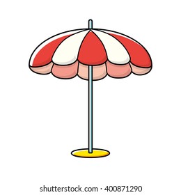 Beach striped umbrella.
