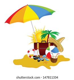 beach with stuff art vector illustration part five