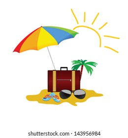 beach stuff color vector on a white background