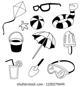 beach stuff line art icon