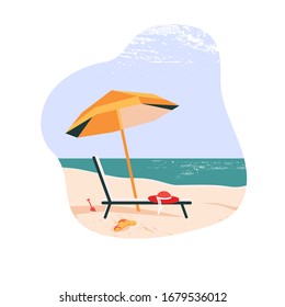 beach stuff. sunny day on the beach. holiday, vacation, travel concept in flat style