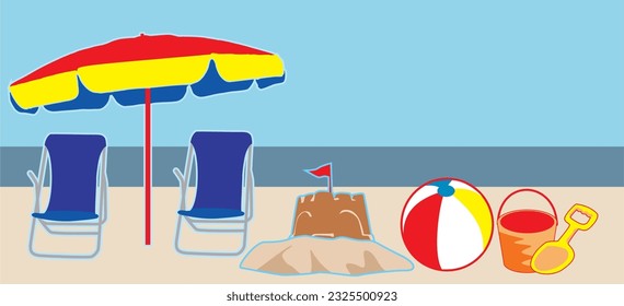 productos de la playa de arte vectorial