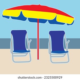beach stuffs in vector art style