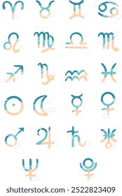 Beach style astrological symbols with marine life doodle and ocean wave for decoration on sign of zodiac and horoscope concept.
