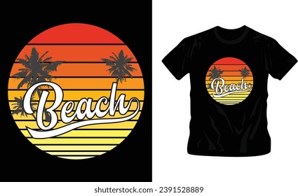 beach stylish t-shirt and apparel trendy design with palm trees silhouettes, typography, print, vector illustration. Global swatches.