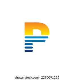 Beach, Summer, Abstract Letter P Logo Theme