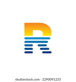Beach, Summer, Abstract Letter R Logo Theme