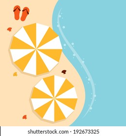 Beach summer background with umbrella 