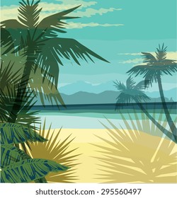 Beach summer background. Vector illustration