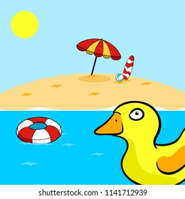 Beach summer cartoon style