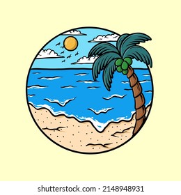 Beach Summer Cartoon Vector Illustration