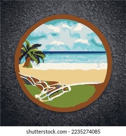 ilustración de la etiqueta de círculo de verano de playa 