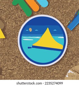 beach summer circle sticker illustration 