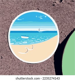 ilustración de la etiqueta de círculo de verano de playa 