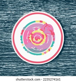 beach summer circle sticker illustration 