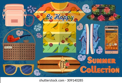 Beach summer collection , set of objects for rest