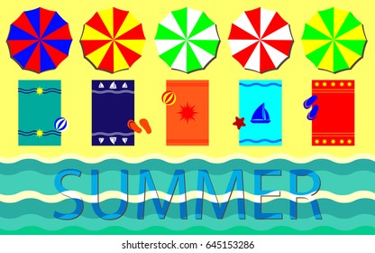 Beach. Summer concept. Vector illustration. Tropical design.