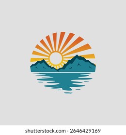 beach summer escape to paradise vector illustration logo design icon template