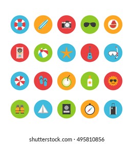 beach summer flat icon, isolated on white background