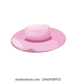 Beach summer hat with wide brim. Summer vacation, beach holidays, leasure time. Isolated vector hand drawn illustration