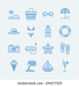 Beach Summer holiday icons.Vector EPS10 