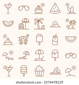 BEACH SUMMER HOLIDAY OUTLINE ILLUSTRATION